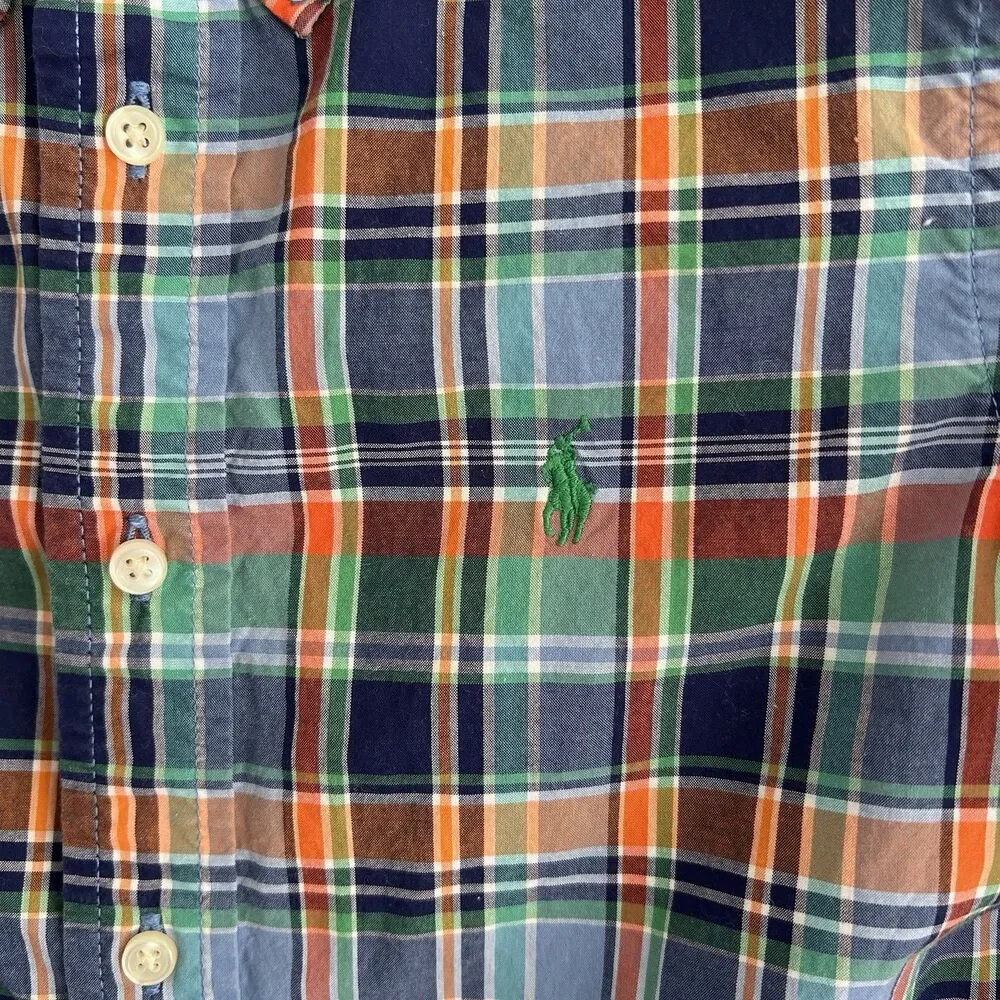 Ralph Lauren Boys Multicolor Plaid Long Sleeve Button-Up Shirt Size 5 Fall
